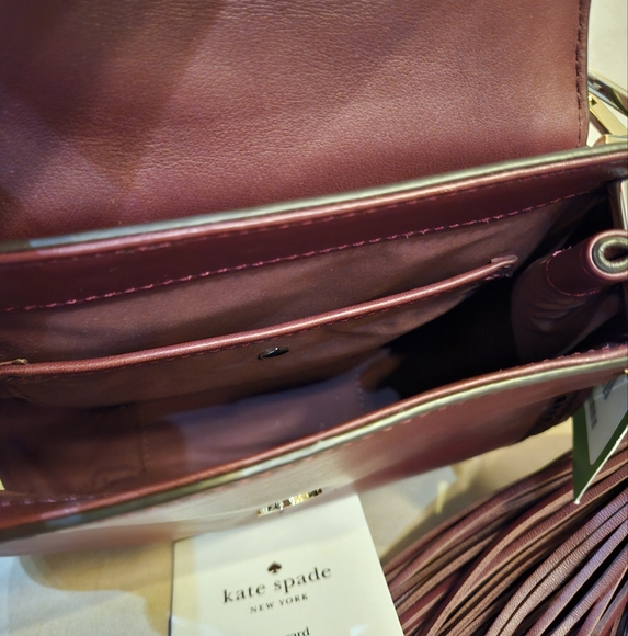 kate spade Basset Lane Emaline  Crossbody Bag Studs Ladder Lace Cherrywood NWT - Picture 9 of 15